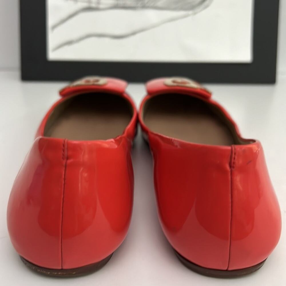 Tory Burch Orange Patent Leather Ballet Flats Size 7M - Picture 7 of 16
